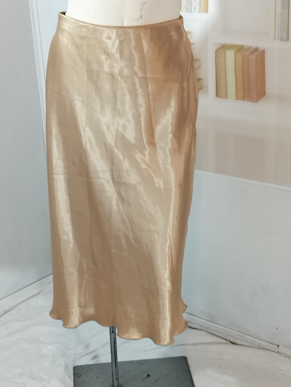 Nicole Miller Champagne Satin Midi Skirt